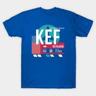 Reykjavik, Iceland (KEF) Airport Code Baggage Tag E T-Shirt